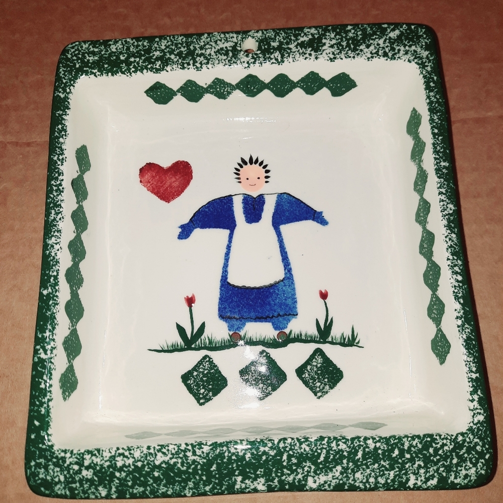 Vintage flat earth pottery dish